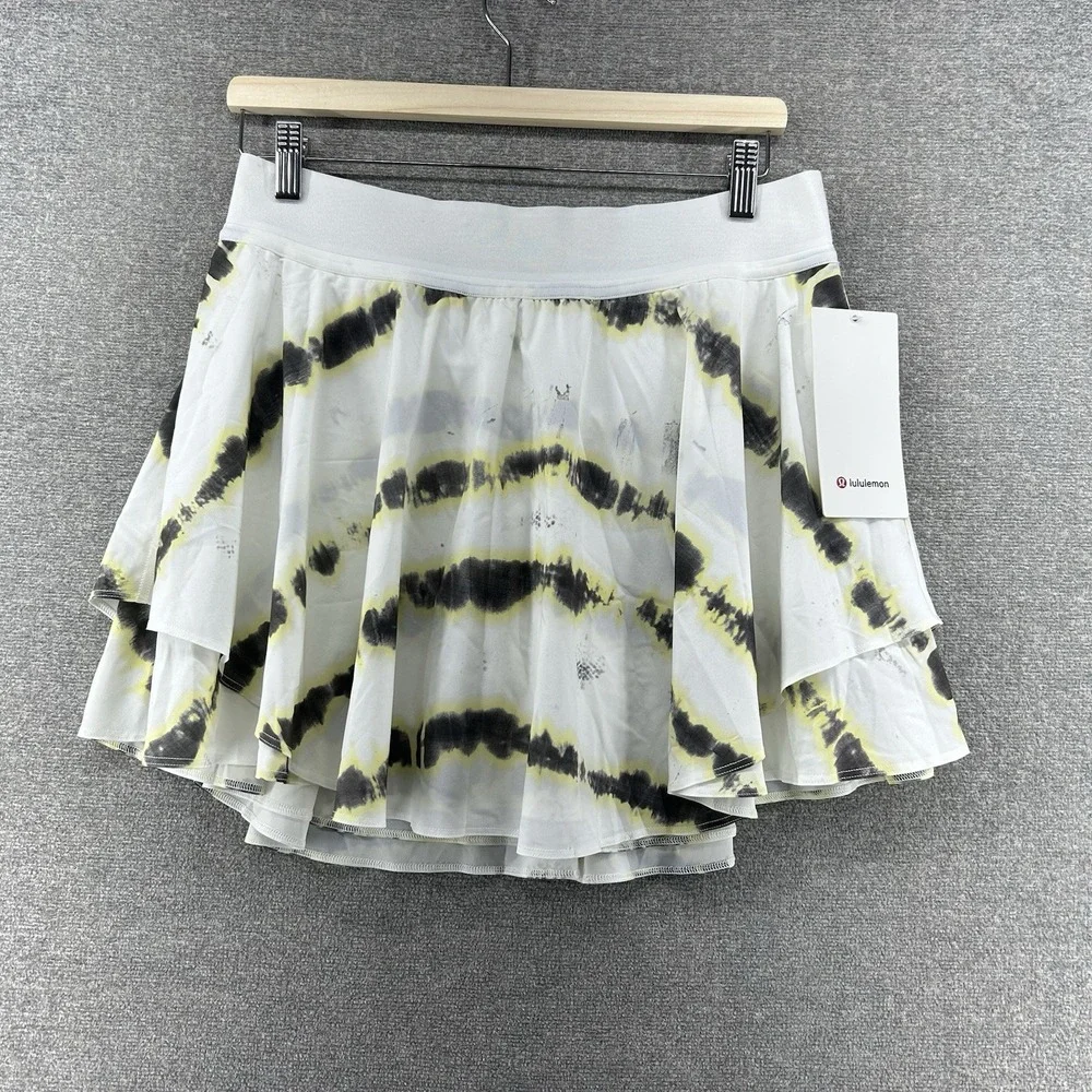 Lululemon Court Rival RH Skirt Skort Long Women Sz 10 Transverse Yellow NEW $88